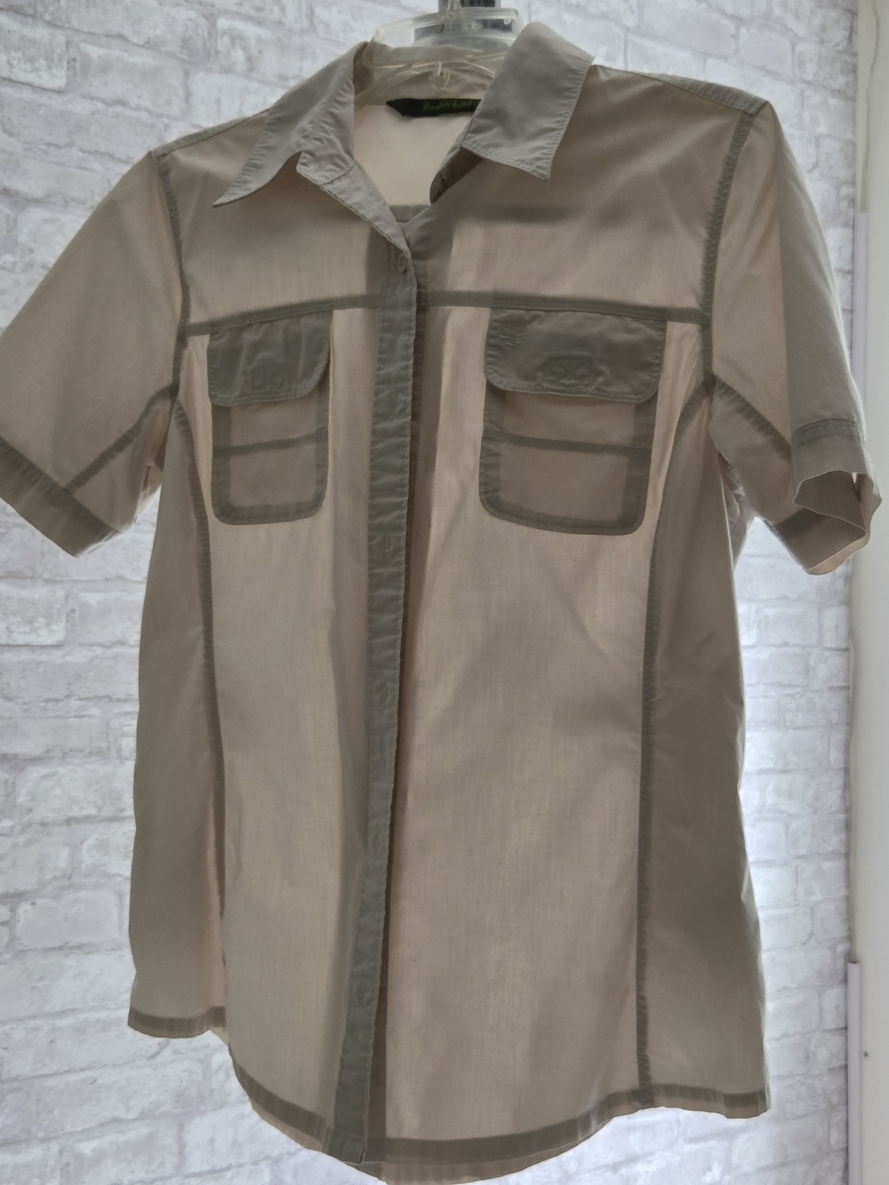 Timberland Beige Short-Sleeve Button-Down Utility Shirt